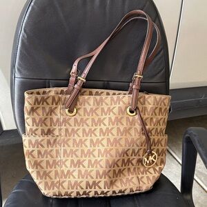 Michael Kors Tan and Brown Logo Tote